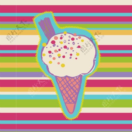 印花矢量图生活元素冰淇淋几何条纹免费素材