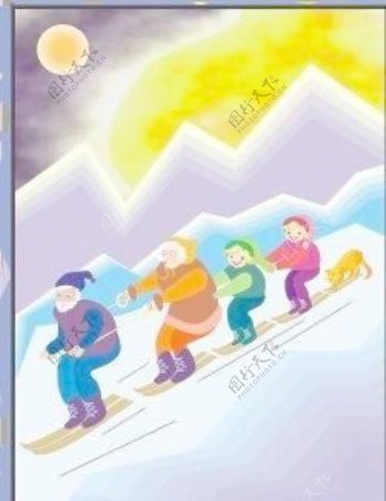 滑雪卡通画相框