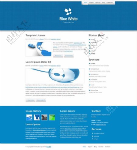 蓝色大气web2.0网页模板