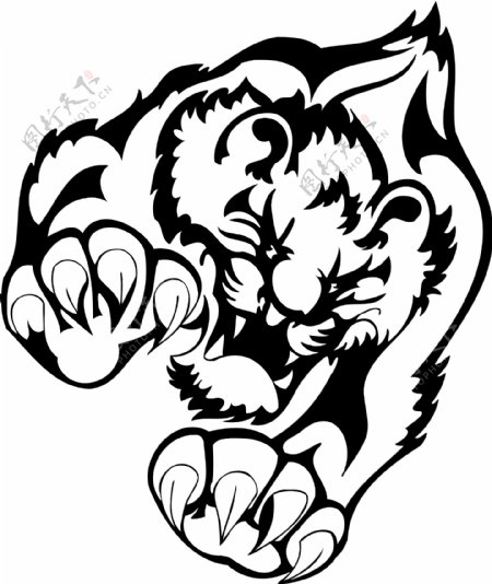黑白简单纹身猎豹矢量素材