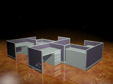 办公家具办公桌3d模型办公家具8