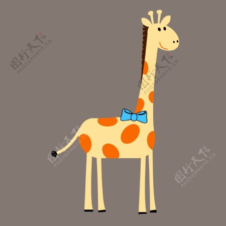 印花矢量图卡通卡通动物长颈鹿几何动物拼接专题免费素材