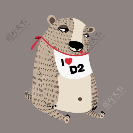 印花矢量图卡通动物熊女装免费素材