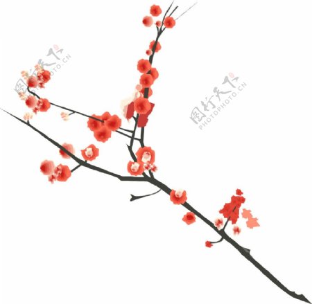 印花矢量图优雅植物腊梅梅花色彩免费素材