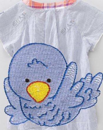 绣花动物鸟类色彩蓝色免费素材