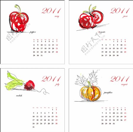 蔬菜绘画日历