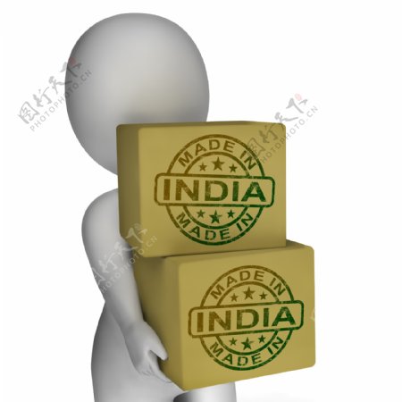 印度邮票的盒子显示印度产品