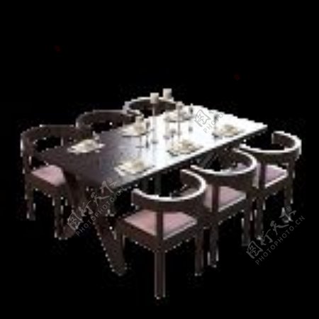 3D桌椅组合模型