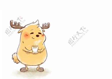 鹿小漫手绘壁纸热奶茶