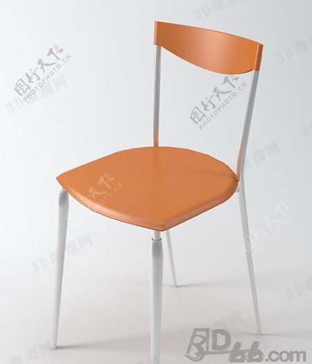 3D橘黄色靠背椅模型