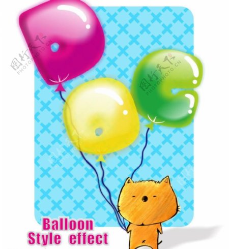 气球卡通文字图片