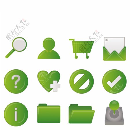 绿色常见的网页设计风格图标