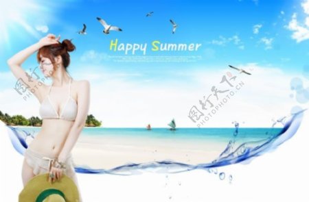 夏季广告美女海报素材