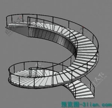 3D圆形楼梯模型