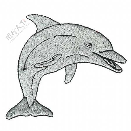 绣花动物海豚色彩灰色免费素材