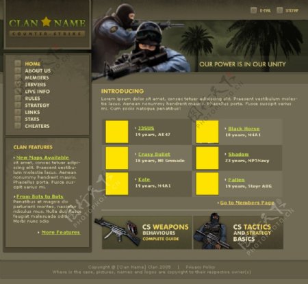 国外游戏cs网页设计素材图片