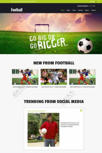 足球运动协会网站模板图片