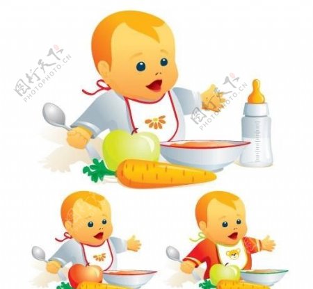 婴儿与食物图片