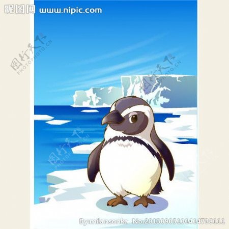 可爱动物绿色大企鹅图片