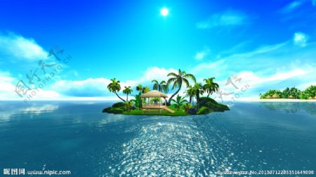 夏日椰岛风景图片