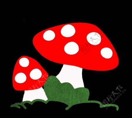 红色点点蘑菇ps素材装饰图片