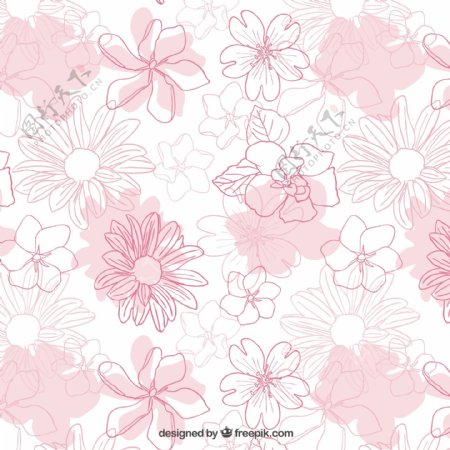 浅粉色手绘花卉无缝背景图片