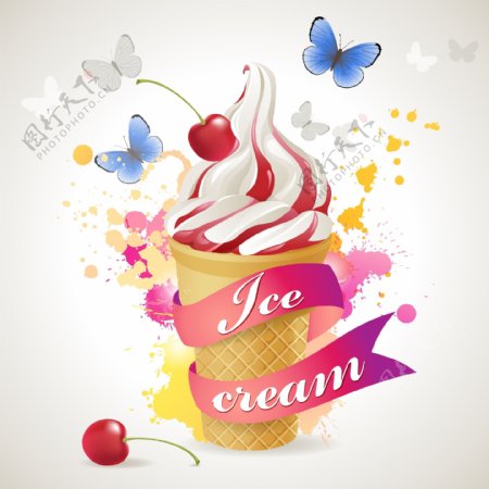 奶油冰淇淋插画图片