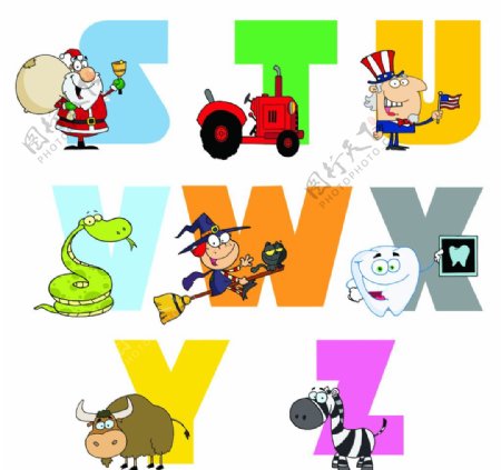 儿童卡通英文字母图片