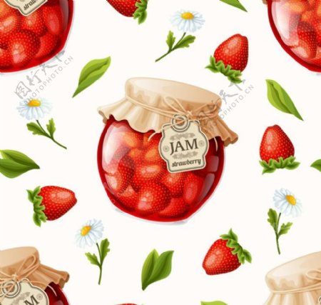 草莓水果罐头图片