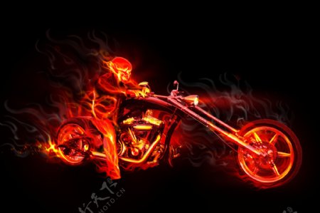 火骷髅摩托车图片
