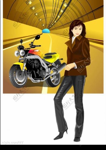 摩托车美女图片
