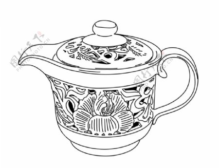 耀州窑镂空茶具图片