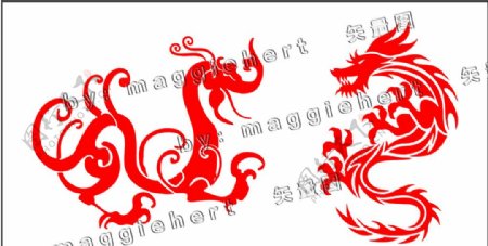 龙纹剪纸中国龙图片