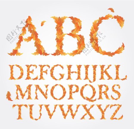 树叶字母设计图片