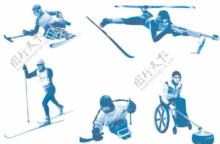 温哥华冬季残奥会拟人化运动图标图片