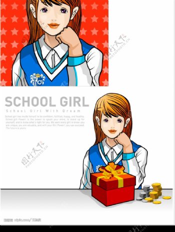 学校女生图片