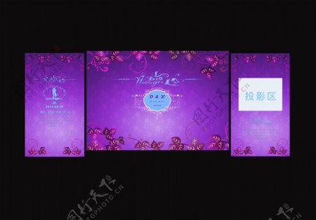 紫色浪漫婚礼背景图片