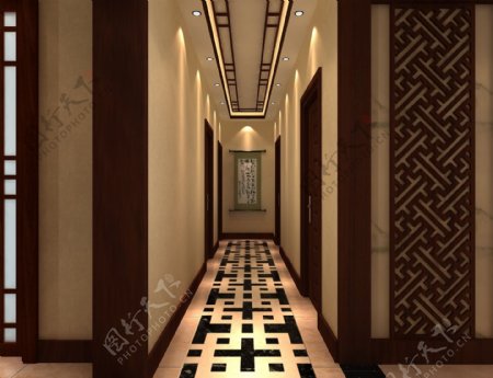 中式走廊效果图图片