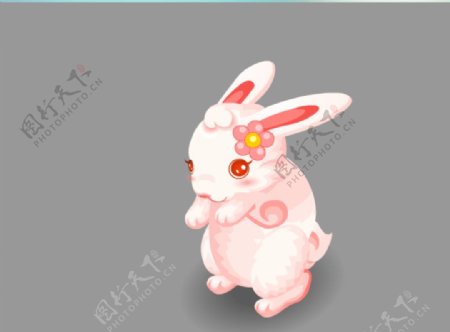 可爱粉色兔子站立flash素材