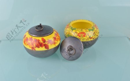 鎏金陶瓷茶叶罐图片