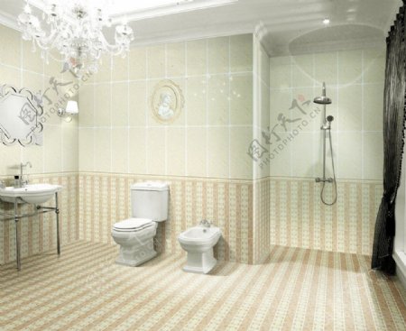 卫浴空间铺贴效果图图片