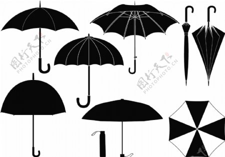 黑白线描雨伞图片