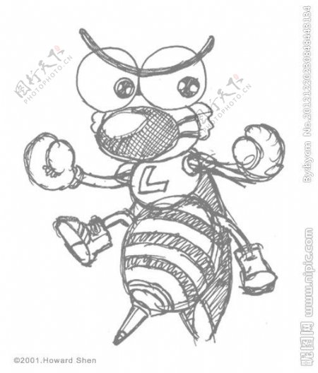 卡通蜜蜂logo线稿图图片