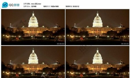 美国白宫夜景视频实拍素材