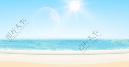蓝色天空海边沙滩夏日阳光图片