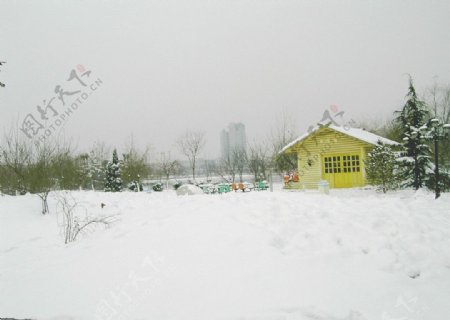 雪景房子摄影图片