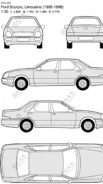 福特汽车线框图图片