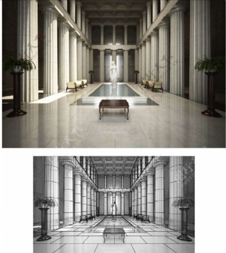 欧式大厅设计效果图图片