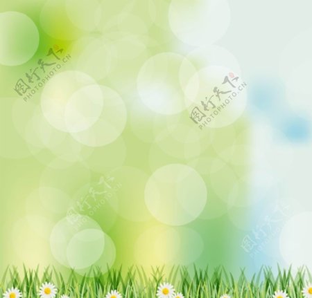 绿草地鲜花梦幻背景图片