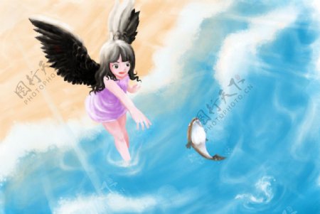 天使与鱼图片